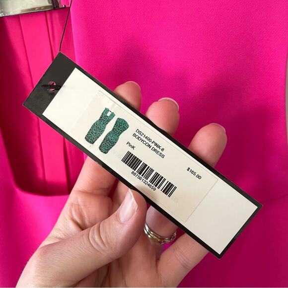 NWT New Debbie Shuchat Fuchsia Pink Bodycon Sheath Dress Size 8 - Picture 3 of 6